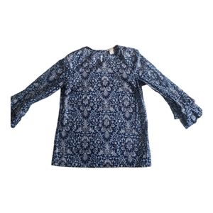 J. Crew Lightweight Flowy Ruffle 3/4 Sleeves Blue blouse womens 00